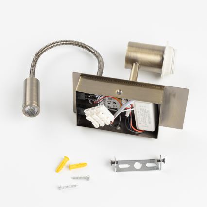 Brilagi - LED-painduv seinavalgusti NUBILA 1xE27/25W/230V + LED/3W messing/oranž