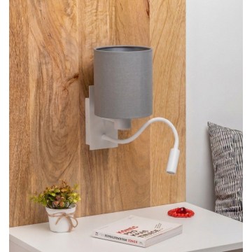 Brilagi - LED painduv seinavalgusti NUBILA 1xE27/25W/230V + LED/3W valge/helehall