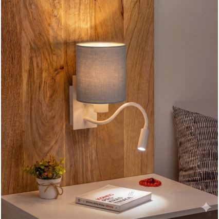 Brilagi - LED painduv seinavalgusti NUBILA 1xE27/25W/230V + LED/3W valge/helehall