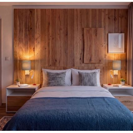 Brilagi - LED painduv seinavalgusti NUBILA 1xE27/25W/230V + LED/3W valge/helehall