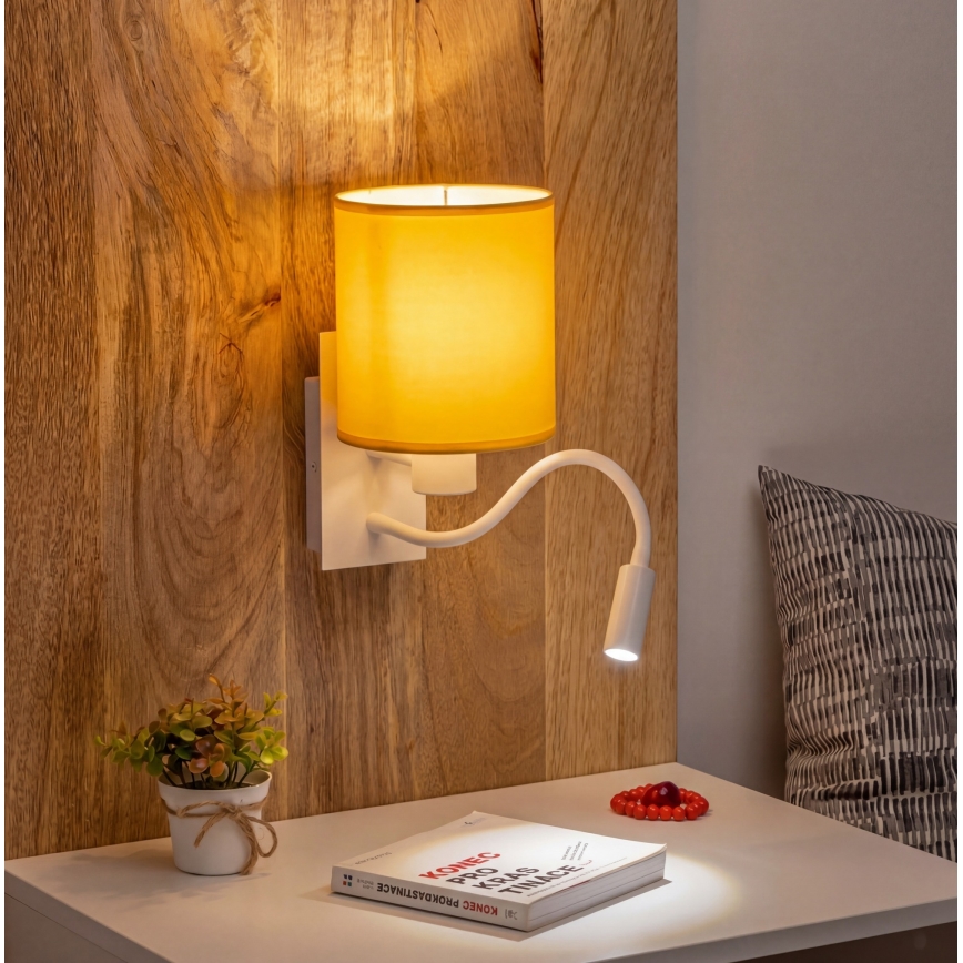 Brilagi - LED painduv seinavalgusti NUBILA 1xE27/25W/230V + LED/3W valge/kollane