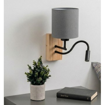 Brilagi - LED painduv seinavalgusti NUBILA WOOD 1xE27/25W/230V + LED/3W tamm/must/helehall