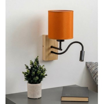 Brilagi - LED painduv seinavalgusti NUBILA WOOD 1xE27/25W/230V + LED/3W tamm/must/oranž