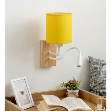 Brilagi - LED-painduv seinavalgusti NUBILA WOOD 1xE27/25W/230V + LED/3W tamm/valge/kollane