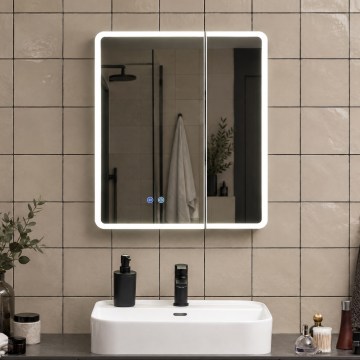 BRILAGI - LED-peegliga vannitoa kapp tagantvalgustusega NOTO DOUBLE 60x65 cm