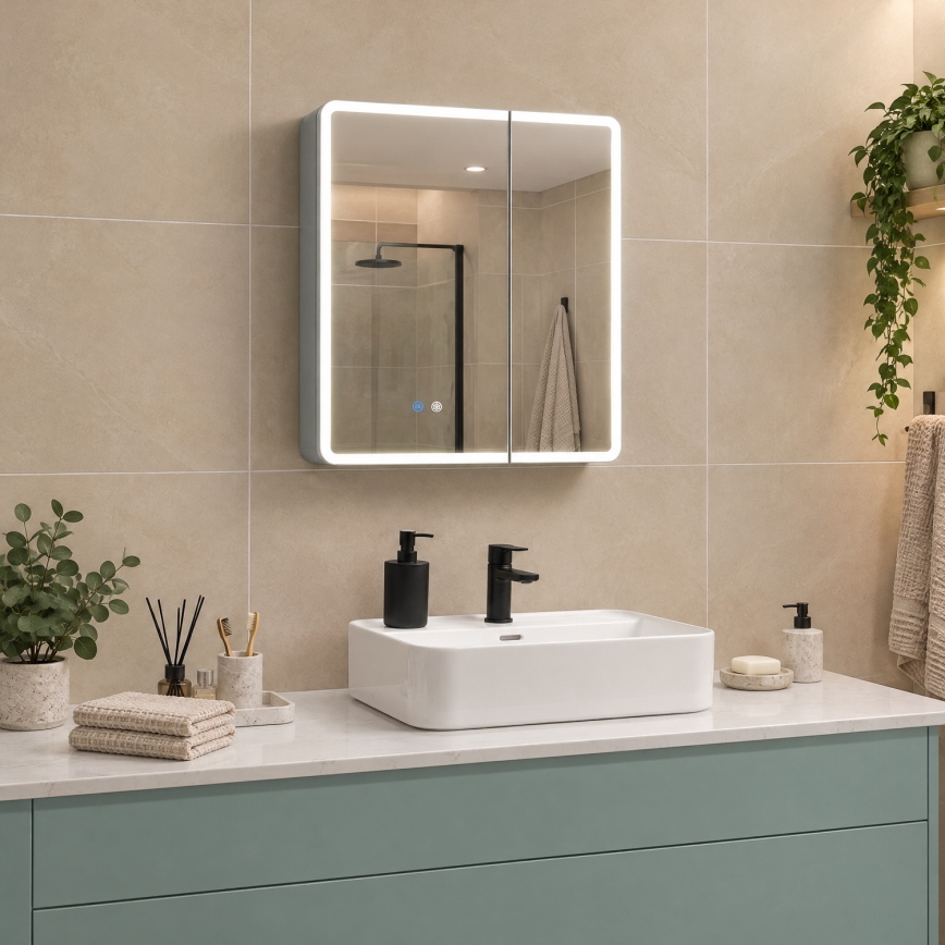 BRILAGI - LED-peegliga vannitoa kapp tagantvalgustusega NOTO DOUBLE 60x65 cm