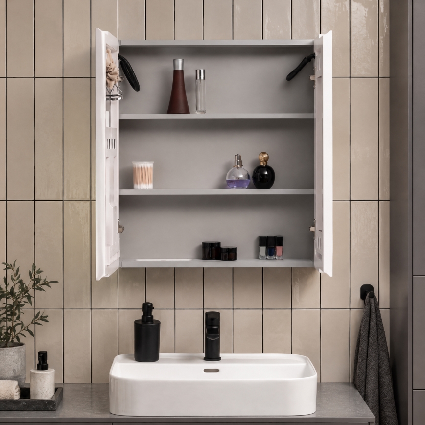 BRILAGI - LED-peegliga vannitoa kapp tagantvalgustusega NOTO DOUBLE 60x65 cm