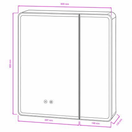 BRILAGI - LED-peegliga vannitoa kapp tagantvalgustusega NOTO DOUBLE 60x65 cm