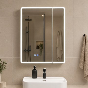 BRILAGI - LED-peegliga vannitoakapp taustvalgustusega BRONTE DOUBLE 60x75 cm