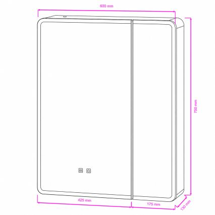 BRILAGI - LED-peegliga vannitoakapp taustvalgustusega BRONTE DOUBLE 60x75 cm