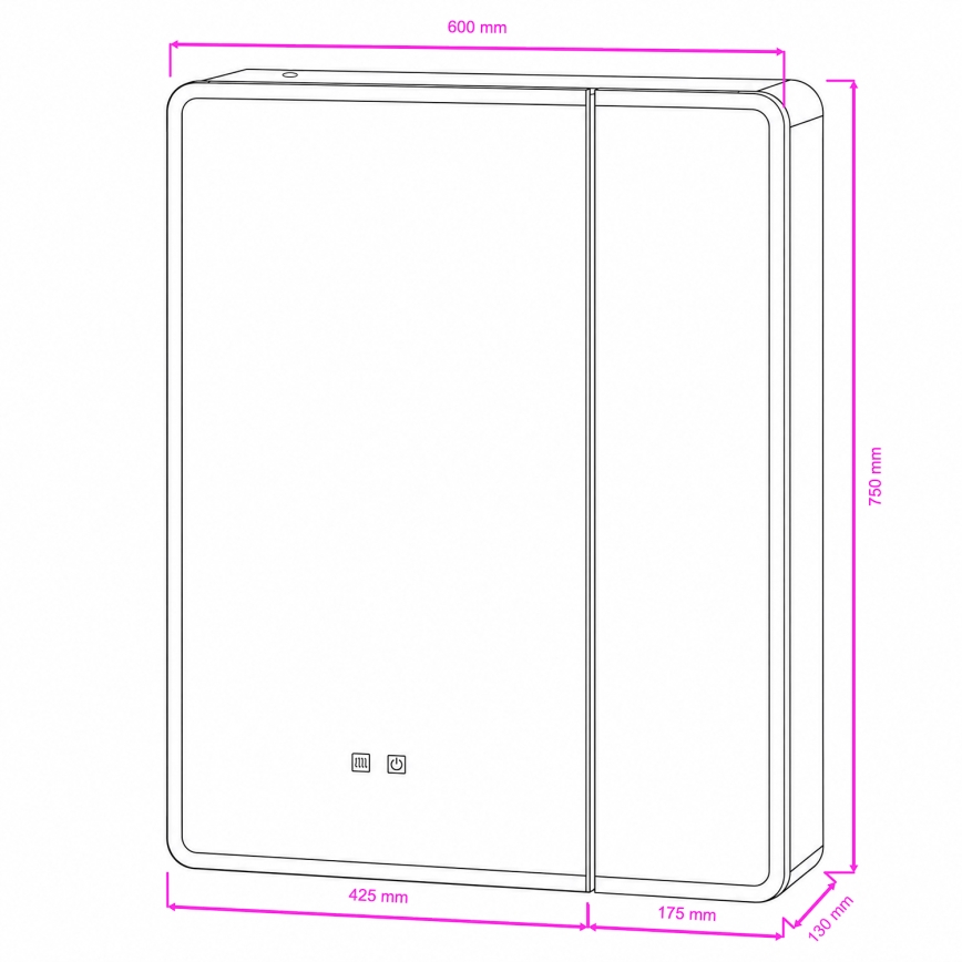BRILAGI - LED-peegliga vannitoakapp taustvalgustusega BRONTE DOUBLE 60x75 cm