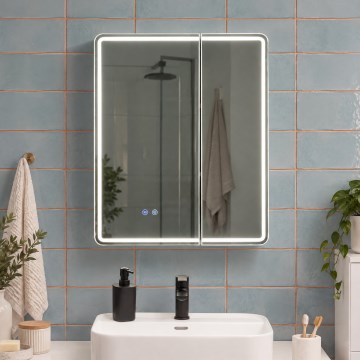 BRILAGI - LED-peegliga vannitoakapp taustvalgustusega NOTO DOUBLE 60x70 cm