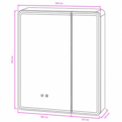 BRILAGI - LED-peegliga vannitoakapp taustvalgustusega NOTO DOUBLE 60x70 cm