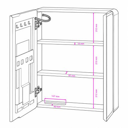 BRILAGI - LED-peegliga vannitoakapp taustvalgustusega NOTO DOUBLE 60x70 cm