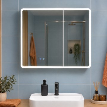 BRILAGI - LED-peegliga vannitoakapp taustvalgustusega NOTO DOUBLE 78x70 cm