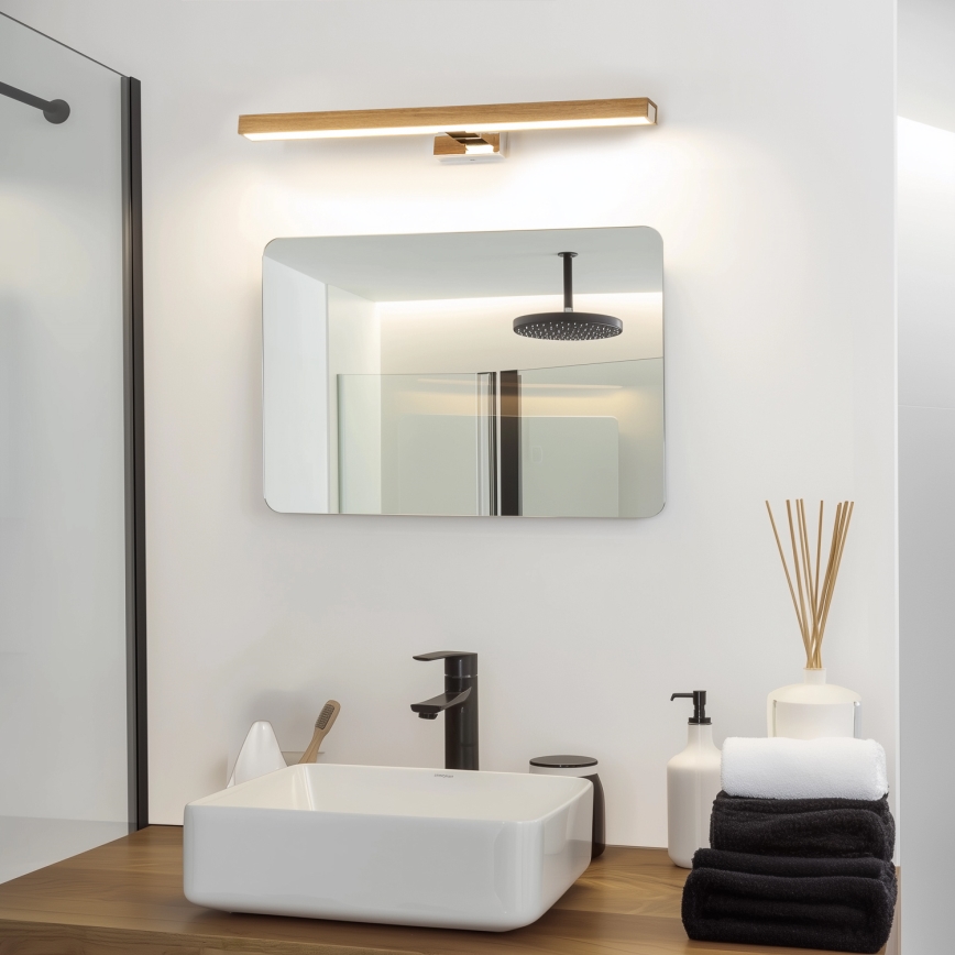 Brilagi - LED Peeglivalgustus vannituppa WOODY MIRROR LED/12W/230V 60 cm IP44 tamm/läikiv kroom