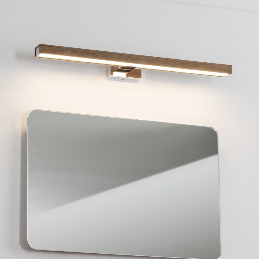 Brilagi - LED Peeglivalgustus vannituppa WOODY MIRROR LED/12W/230V 60 cm IP44 tamm pähkel/läikiv kroom