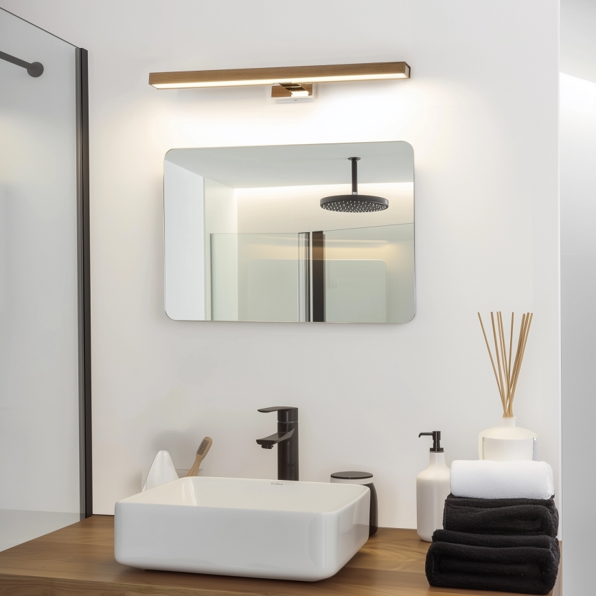 Brilagi - LED Peeglivalgustus vannituppa WOODY MIRROR LED/12W/230V 60 cm IP44 tamm pähkel/läikiv kroom
