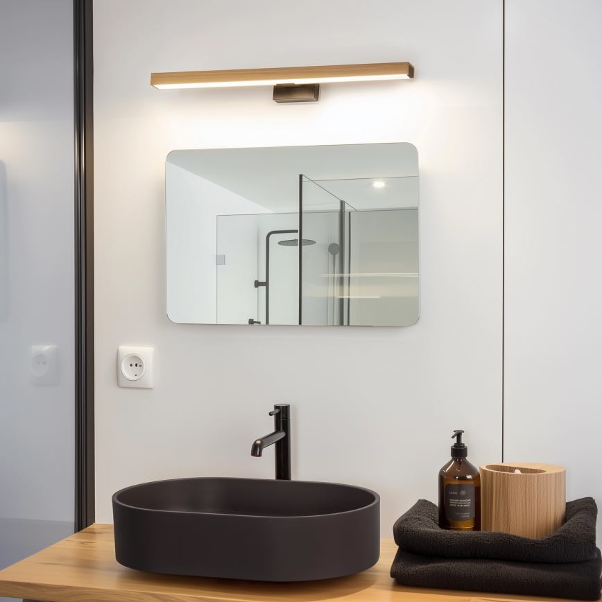 Brilagi - LED Peeglivalgustus vannituppa WOODY MIRROR LED/12W/230V 60 cm IP44 tamm/must