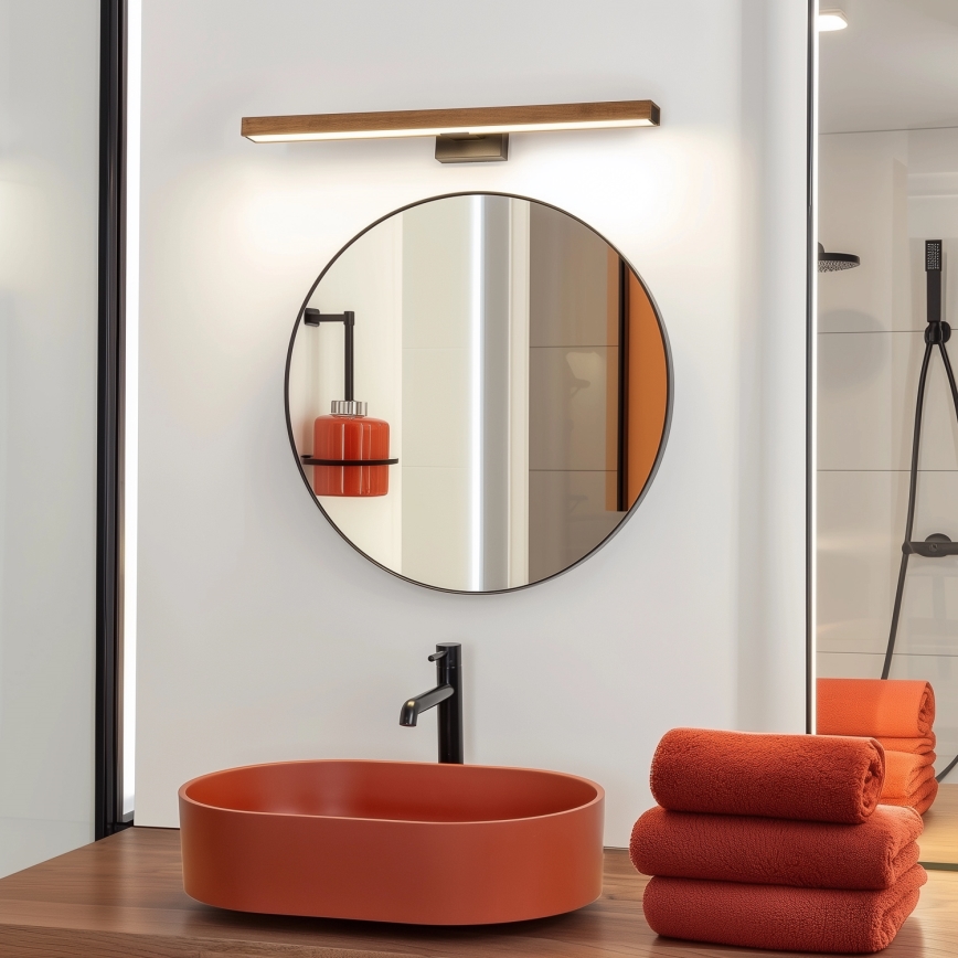 Brilagi - LED Peeglivalgustus vannituppa WOODY MIRROR LED/12W/230V 60 cm IP44 tamm kirss/must