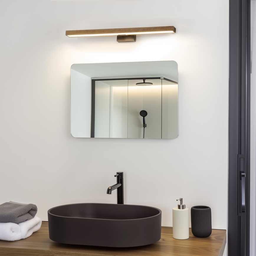 Brilagi - LED Peeglivalgustus vannituppa WOODY MIRROR LED/12W/230V 60 cm IP44 tamm pähkel/must