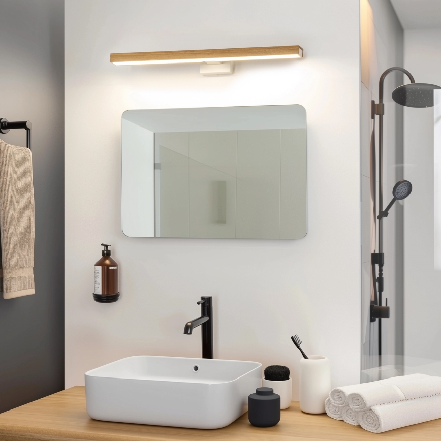 Brilagi - LED Peeglivalgustus vannituppa WOODY MIRROR LED/12W/230V 60 cm IP44 tamm/valge