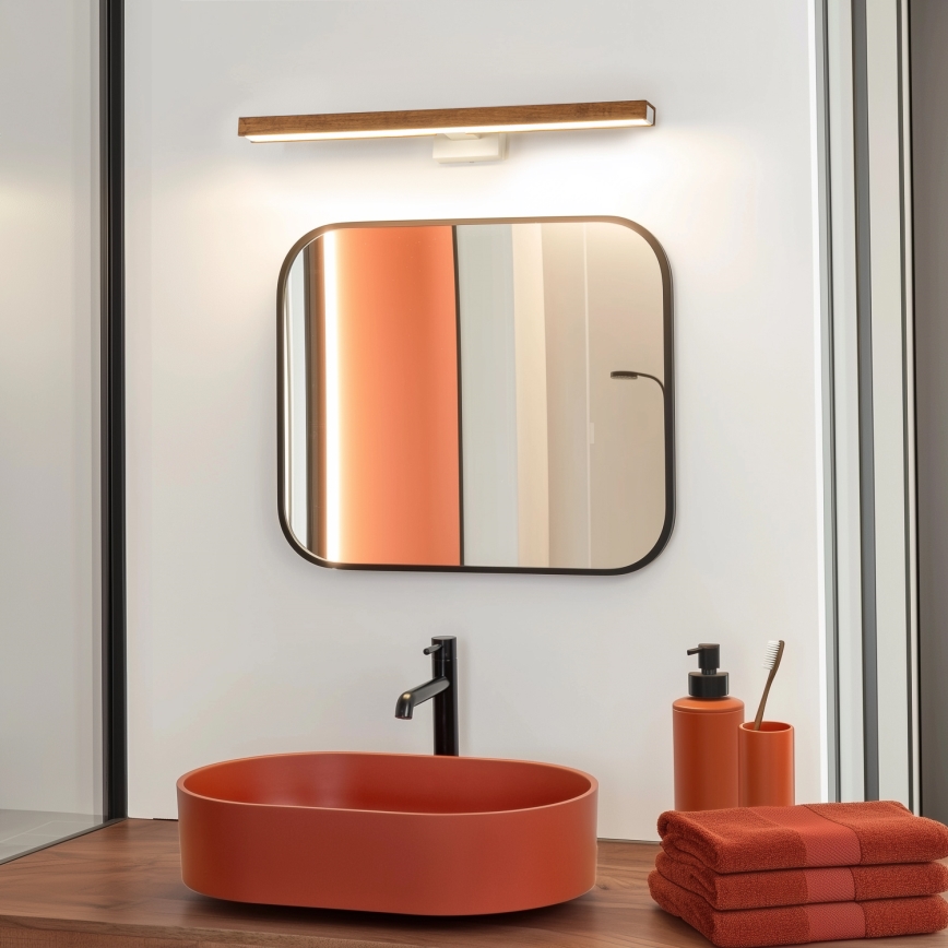 Brilagi - LED Peeglivalgustus vannituppa WOODY MIRROR LED/12W/230V 60 cm IP44 tamm kirss/valge