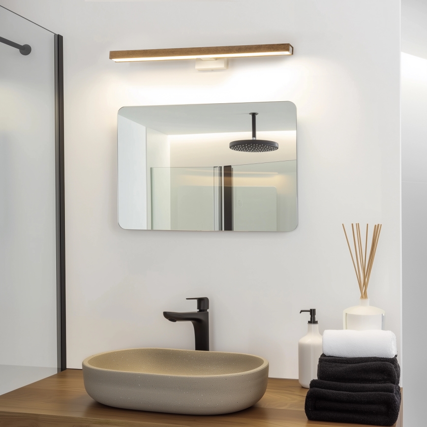 Brilagi - LED Peeglivalgustus vannituppa WOODY MIRROR LED/12W/230V 60 cm IP44 tamm pähkel/valge