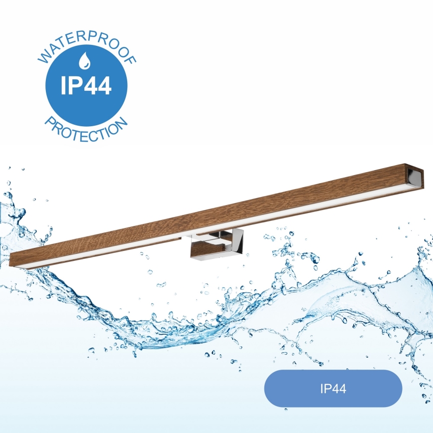 Brilagi - LED Peeglivalgustus vannituppa WOODY MIRROR LED/15W/230V 90 cm IP44 tamm kirss/läikiv kroom