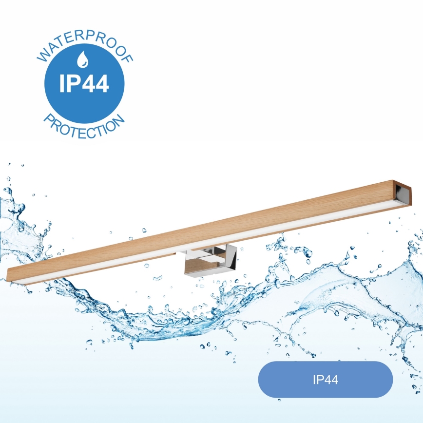 Brilagi - LED Peeglivalgustus vannituppa WOODY MIRROR LED/15W/230V 90 cm IP44 tamm/läikiv kroom