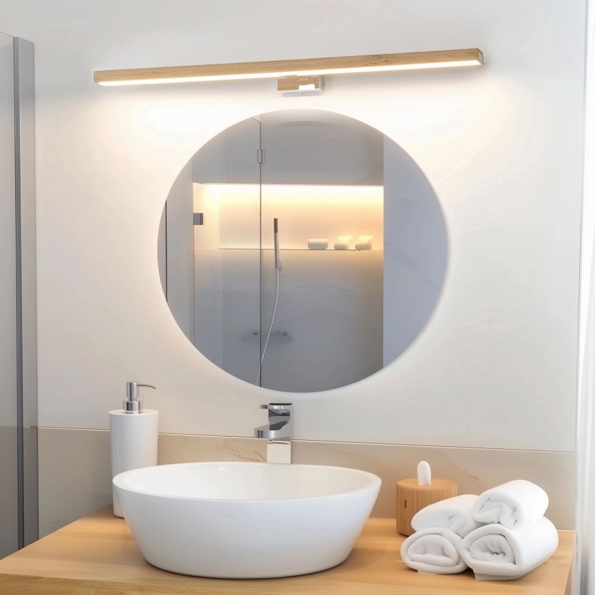 Brilagi - LED Peeglivalgustus vannituppa WOODY MIRROR LED/15W/230V 90 cm IP44 tamm/läikiv kroom