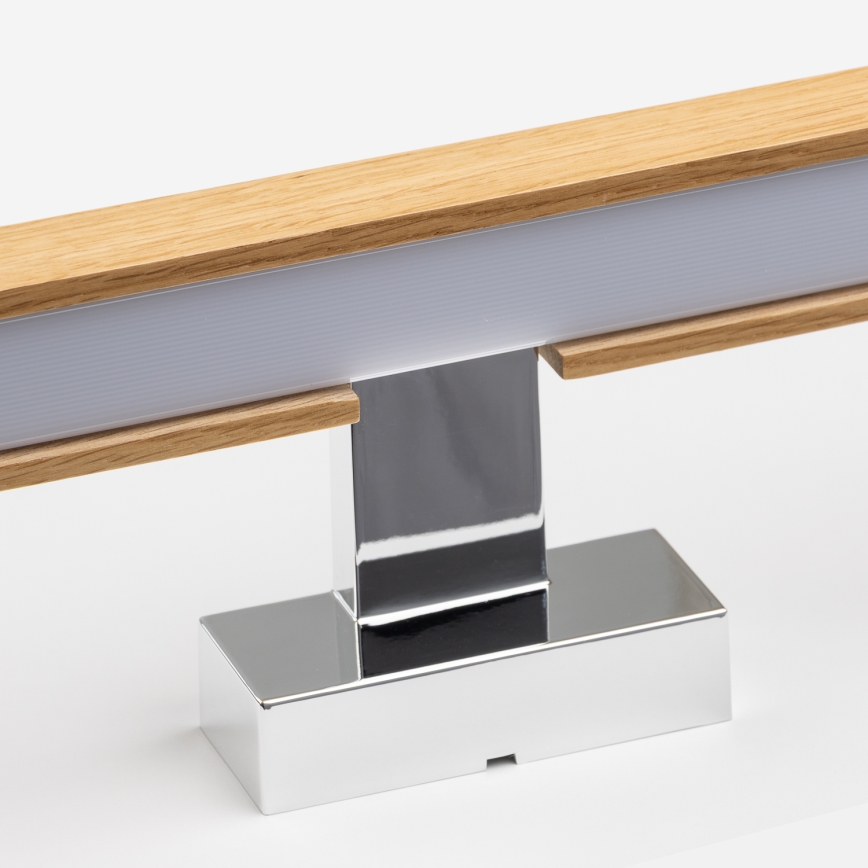 Brilagi - LED Peeglivalgustus vannituppa WOODY MIRROR LED/15W/230V 90 cm IP44 tamm/läikiv kroom