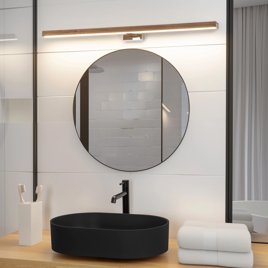 Brilagi - LED Peeglivalgustus vannituppa WOODY MIRROR LED/15W/230V 90 cm IP44 tamm pähkel/läikiv kroom