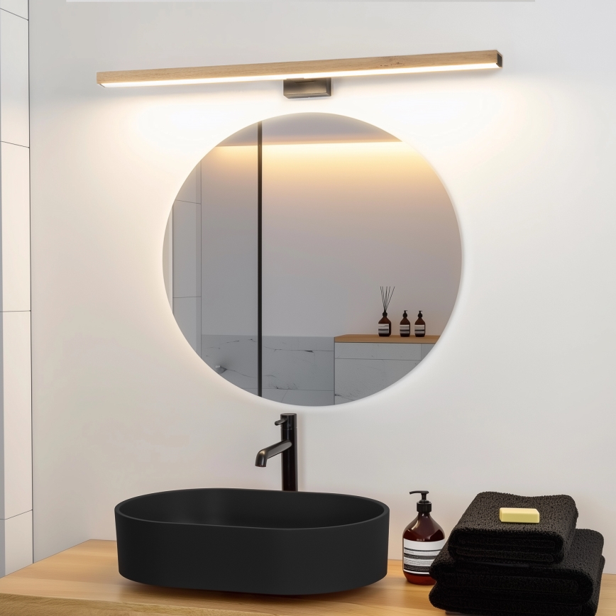 Brilagi - LED Peeglivalgustus vannituppa WOODY MIRROR LED/15W/230V 90 cm IP44 tamm/must
