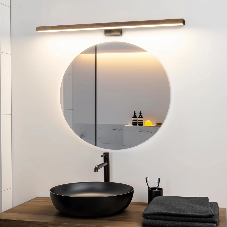 Brilagi - LED Peeglivalgustus vannituppa WOODY MIRROR LED/15W/230V 90 cm IP44 tamm pähkel/must
