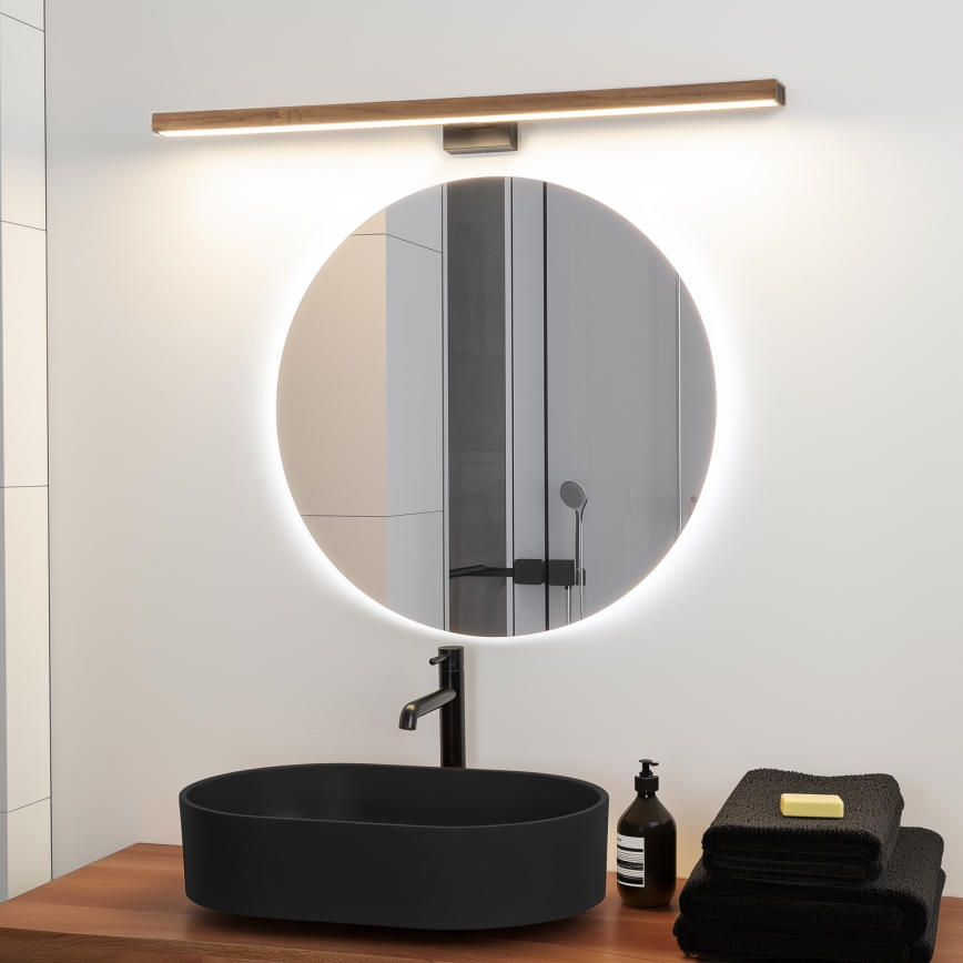 Brilagi - LED Peeglivalgustus vannituppa WOODY MIRROR LED/15W/230V 90 cm IP44 tamm kirss/must
