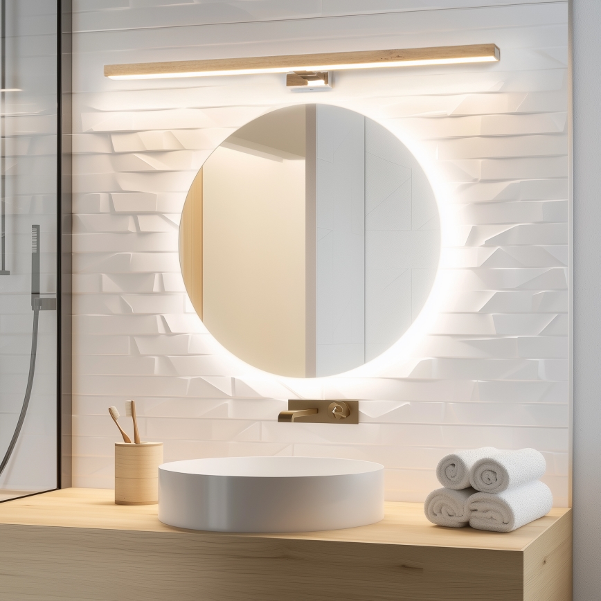 Brilagi - LED Peeglivalgustus vannituppa WOODY MIRROR LED/15W/230V 90 cm IP44 tamm/valge