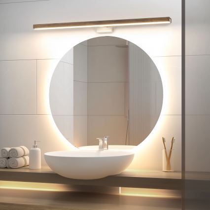 Brilagi - LED Peeglivalgustus vannituppa WOODY MIRROR LED/15W/230V 90 cm IP44 tamm pähkel/valge