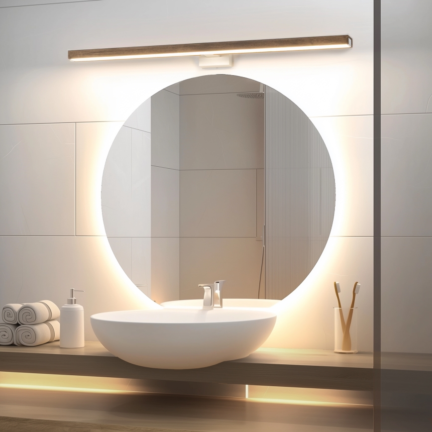 Brilagi - LED Peeglivalgustus vannituppa WOODY MIRROR LED/15W/230V 90 cm IP44 tamm pähkel/valge