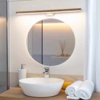 Brilagi - LED Peeglivalgustus vannituppa WOODY MIRROR LED/15W/230V 90 cm IP44 tamm kirss/valge