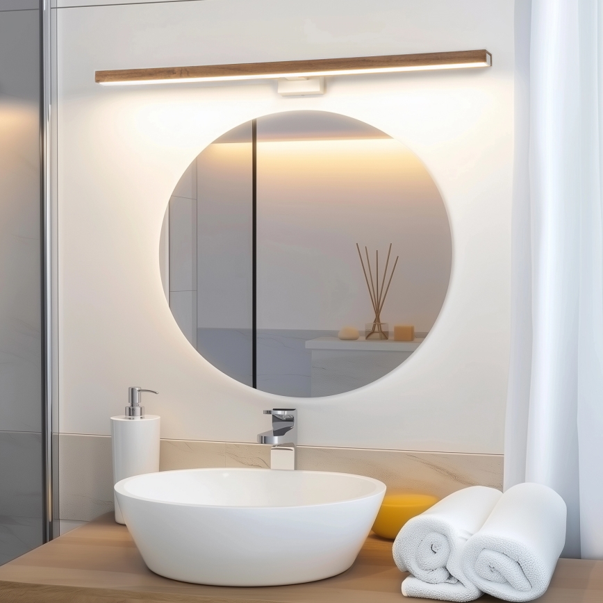 Brilagi - LED Peeglivalgustus vannituppa WOODY MIRROR LED/15W/230V 90 cm IP44 tamm kirss/valge
