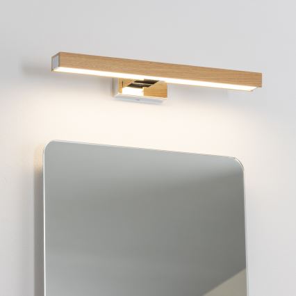Brilagi - LED Peeglivalgustus vannituppa WOODY MIRROR LED/8W/230V 40 cm IP44 tamm/läikiv kroom