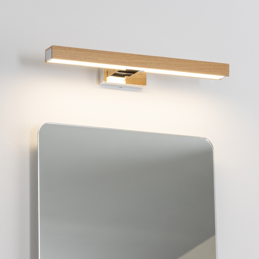 Brilagi - LED Peeglivalgustus vannituppa WOODY MIRROR LED/8W/230V 40 cm IP44 tamm/läikiv kroom