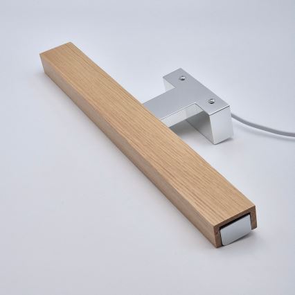 Brilagi - LED Peeglivalgustus vannituppa WOODY MIRROR LED/8W/230V 40 cm IP44 tamm/läikiv kroom