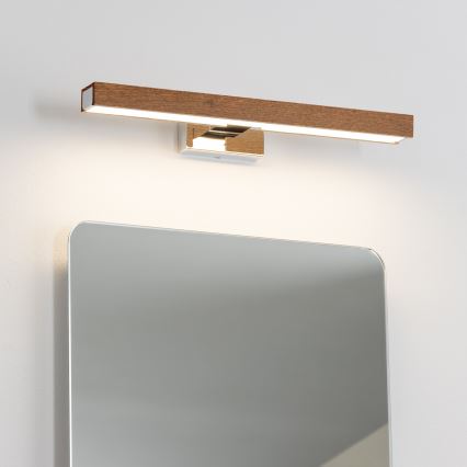 Brilagi - LED Peeglivalgustus vannituppa WOODY MIRROR LED/8W/230V 40 cm IP44 tamm kirss/läikiv kroom