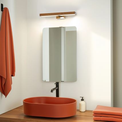 Brilagi - LED Peeglivalgustus vannituppa WOODY MIRROR LED/8W/230V 40 cm IP44 tamm kirss/läikiv kroom