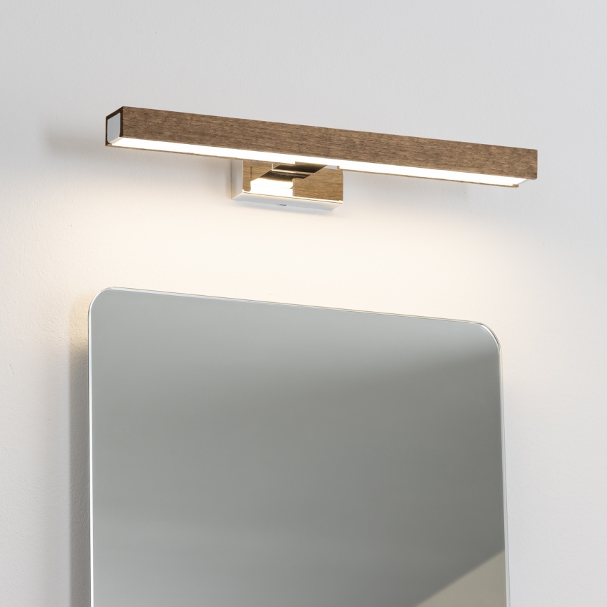 Brilagi - LED Peeglivalgustus vannituppa WOODY MIRROR LED/8W/230V 40 cm IP44 tamm pähkel/läikiv kroom