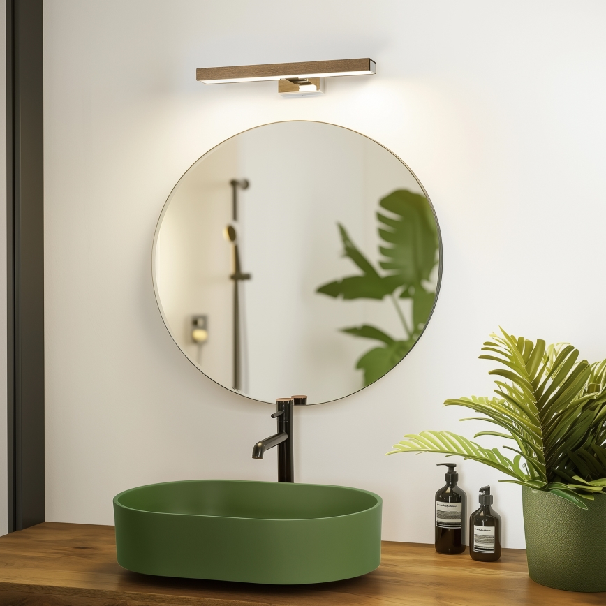 Brilagi - LED Peeglivalgustus vannituppa WOODY MIRROR LED/8W/230V 40 cm IP44 tamm pähkel/läikiv kroom