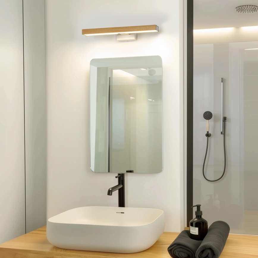Brilagi - LED Peeglivalgustus vannituppa WOODY MIRROR LED/8W/230V 40 cm IP44 tamm/valge