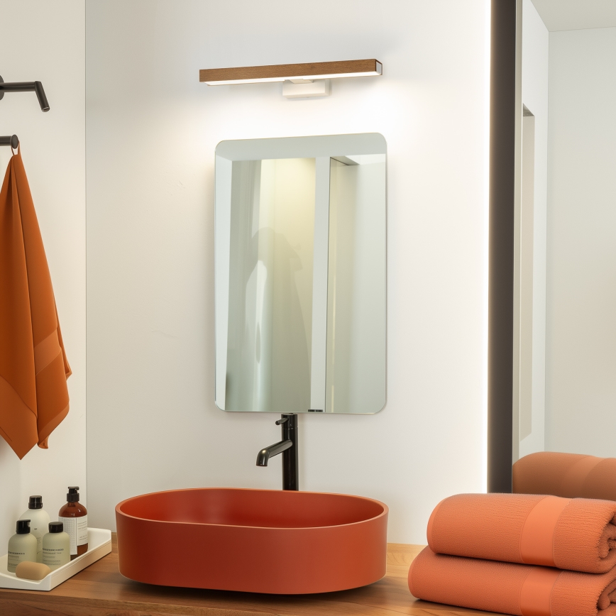 Brilagi - LED Peeglivalgustus vannituppa WOODY MIRROR LED/8W/230V 40 cm IP44 tamm kirss/valge